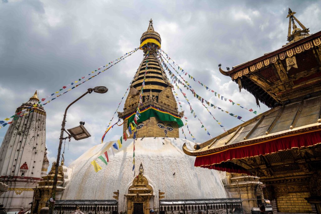 Swayambhunath Stupa, or Monkey Temple in Kathmandu.